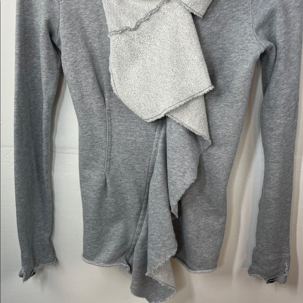 We the Free Free People Ebb and Flow Zip Up Ruffle Sweatshirt size XS Gray - Picture 5 of 14